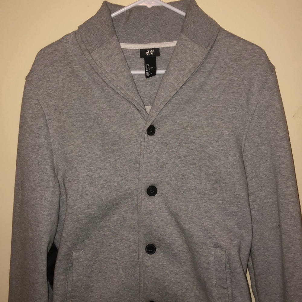Gray button down sweater with pockets
